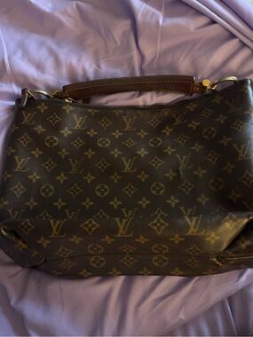 Louis Vuitton Sully MM Shoulder Bag in Brown and Gold